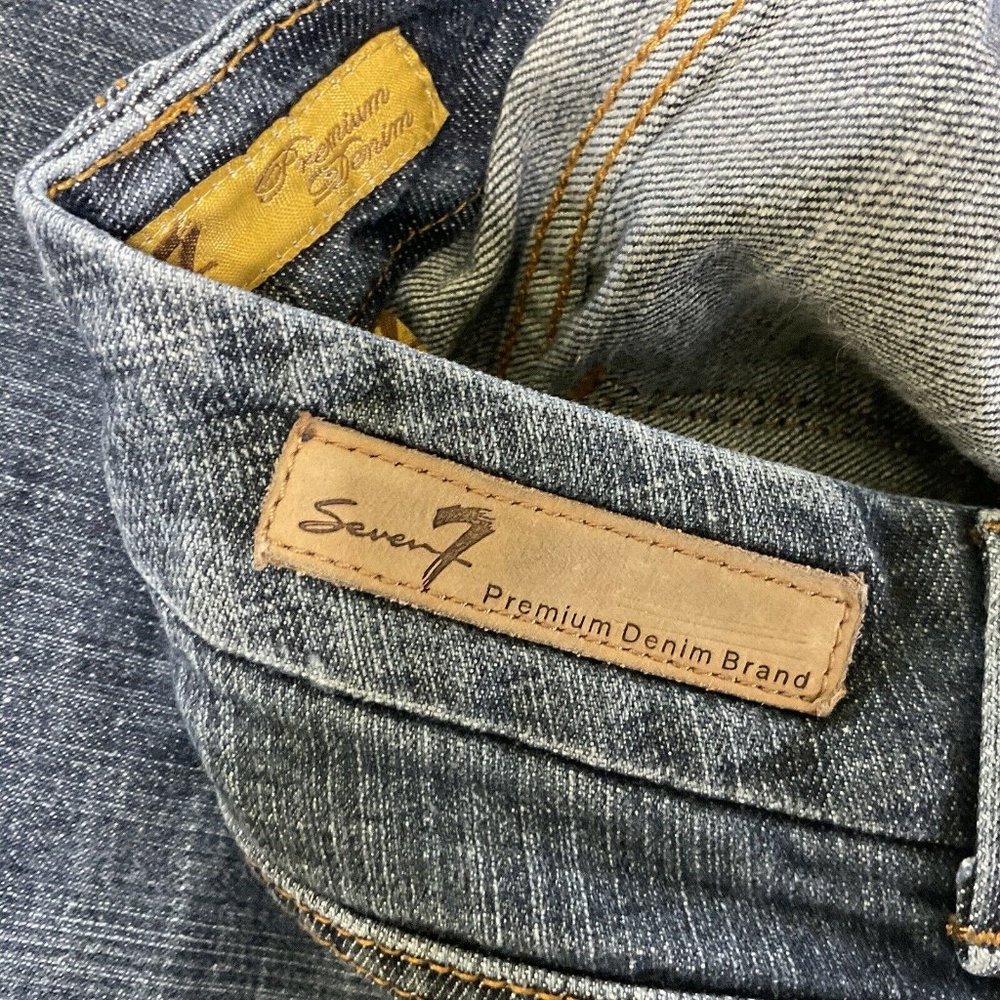 Seven 7 Premium Denim Brand Womans Bootcut Embroidered Blue Jeans Size 6 - Picture 9 of 10